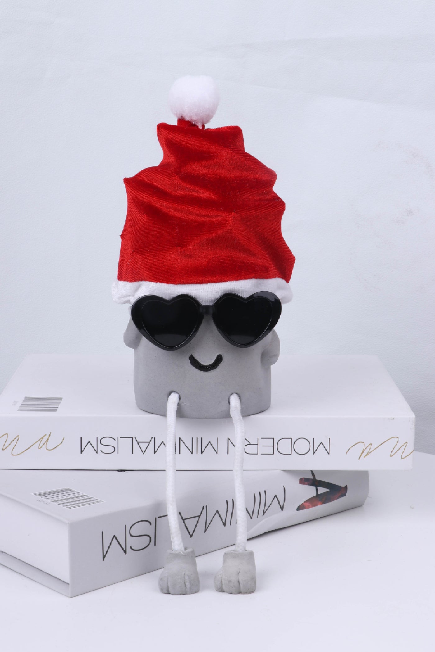 Shy Dad - Artificial Succulent Potted Plant With Santa Hat, Black Sunglasses, Cute Hanging Legs and Emoji Face